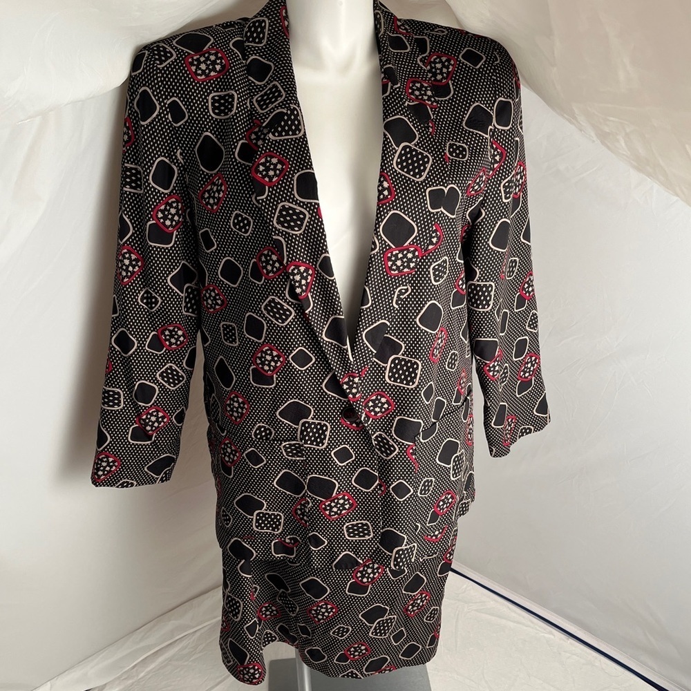 Country Sophisticates by Pendleton vintage black red cream rayon skirt set
